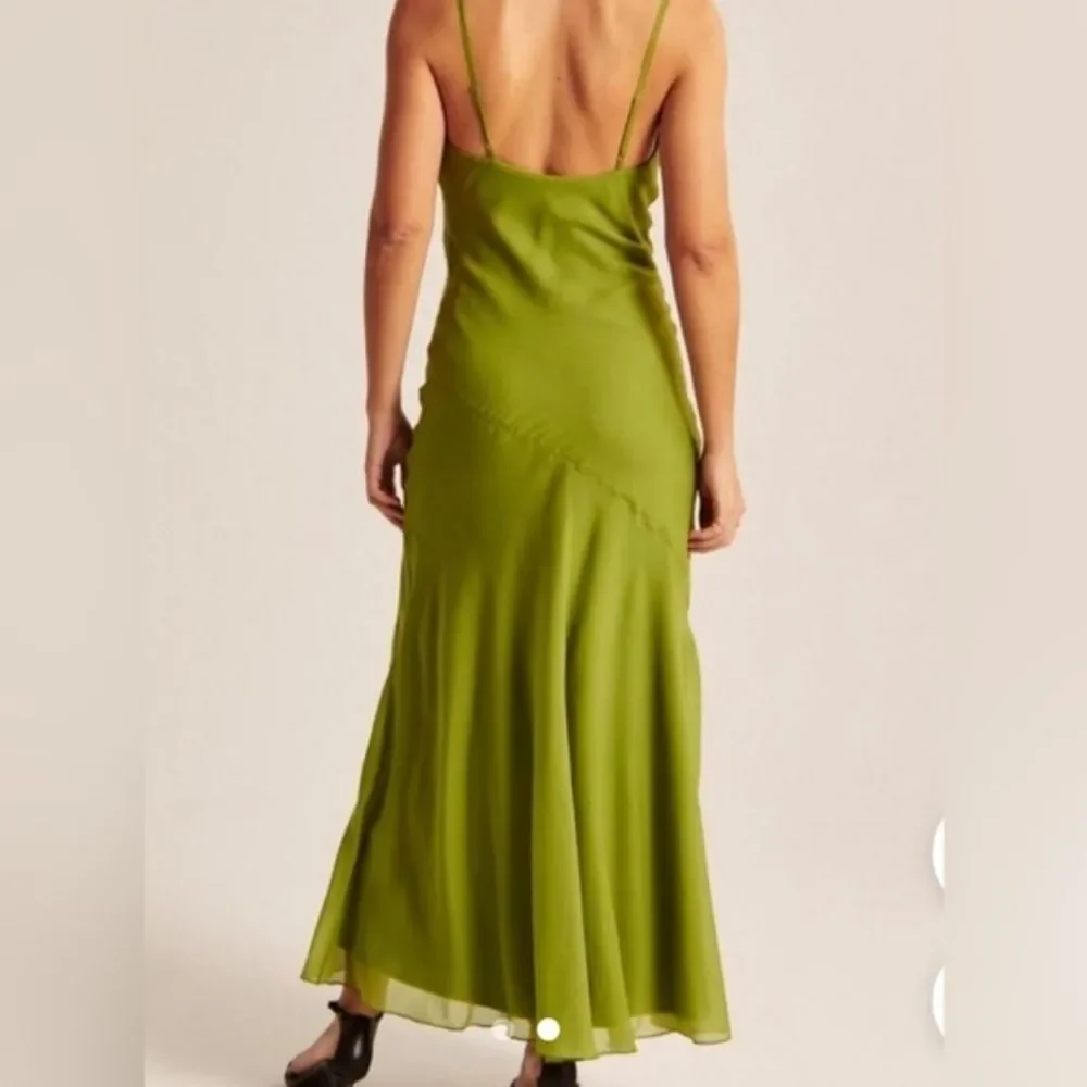 Abercrombie & Fitch Y2K Inspired Green Cowl Neck Slip Maxi Dress X-Small XS NWT
